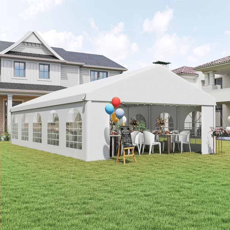 Heavy Duty Carport & Party Tent 16' x 32' with Removable Sidewalls and Double Doors, Large Canopy Tent, Sun Shade Shelter, for Parties, Wedding, Outdoor Events, BBQ
