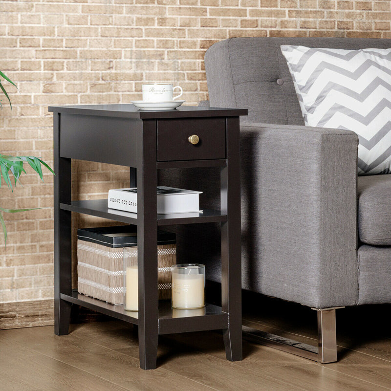 Table de bout avec rangement, Brun