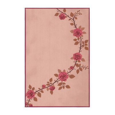 Machine Washable Ritner Valentines Modern & Contemporary Abstract Rug in Beige – Rose Binding