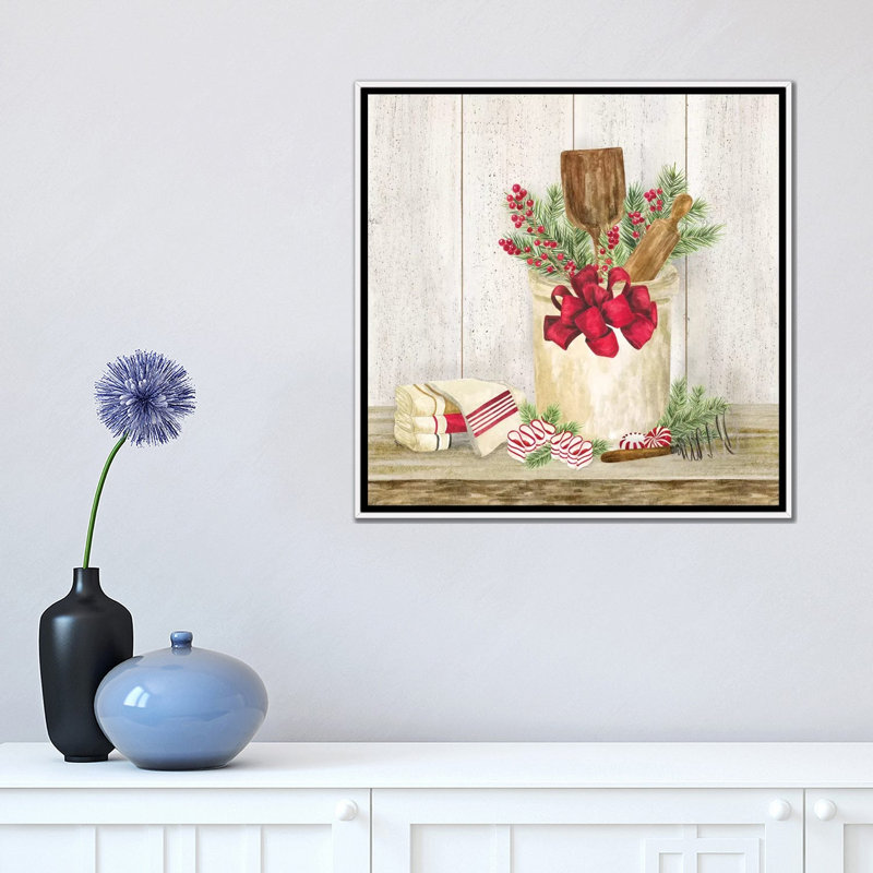 «Christmas Kitchen I» par Tara Reed - reproduction d'art, Aucun mat, H 18 po x l 18 po x 1,5 po, Toile blanche encadrée
