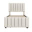 Lit plateforme tapissier simple (tissu en lin) - Lit gigogne et 3 tiroirs-634530793