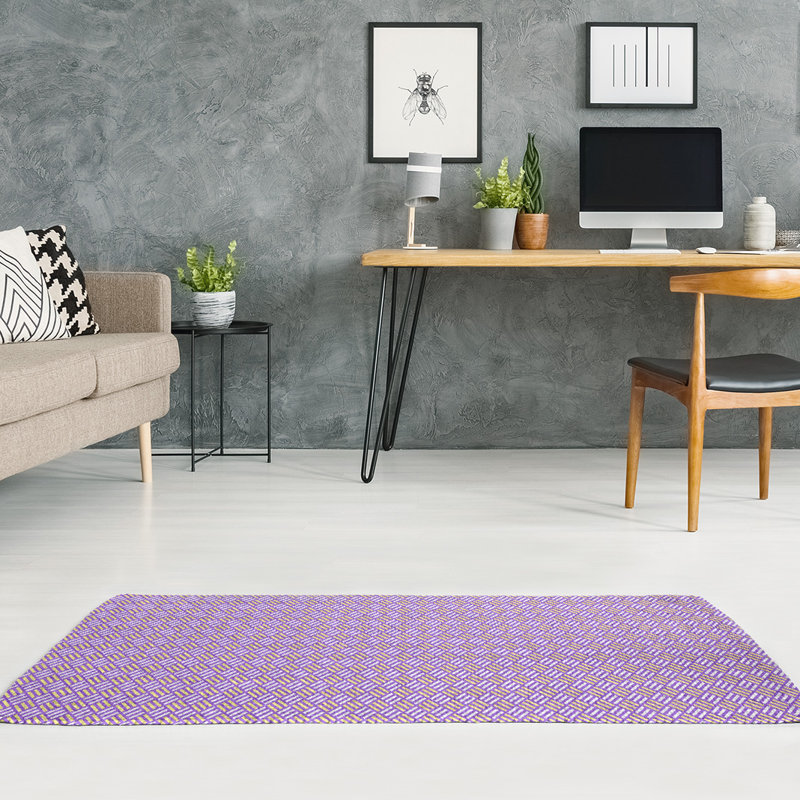 Tapis bleu à rayures losanges, Rectangle 8 pi x 10 pi