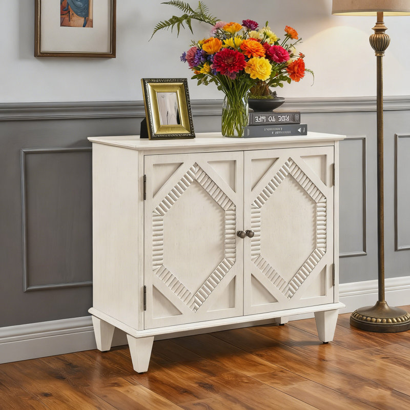 Rosalind 33.6" Mid Century Modern Sideboard Buffet Cabinet With 2-Door, Antique White