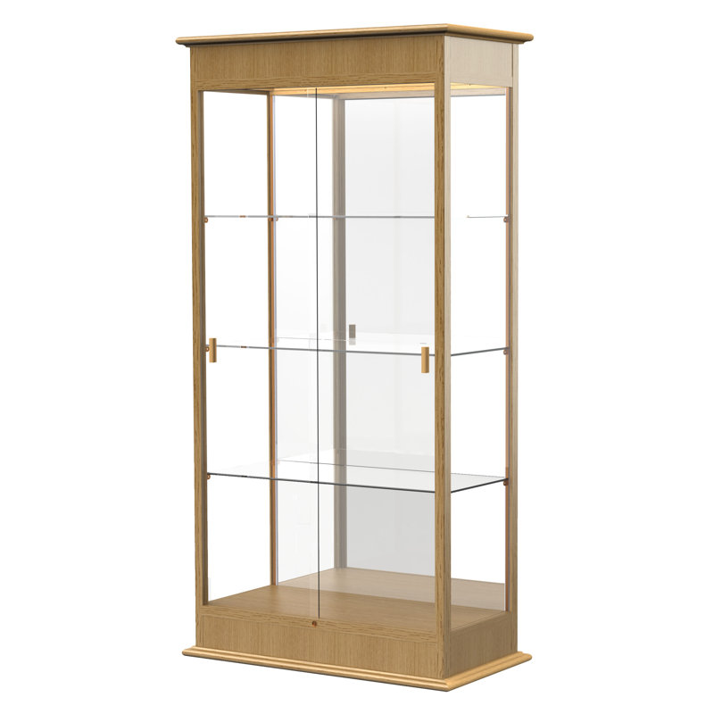  Vitrine en bois H 77 po x l 36 po Varsity Series fabriquée aux États-Unis, Miroir, Chêne d'automne
