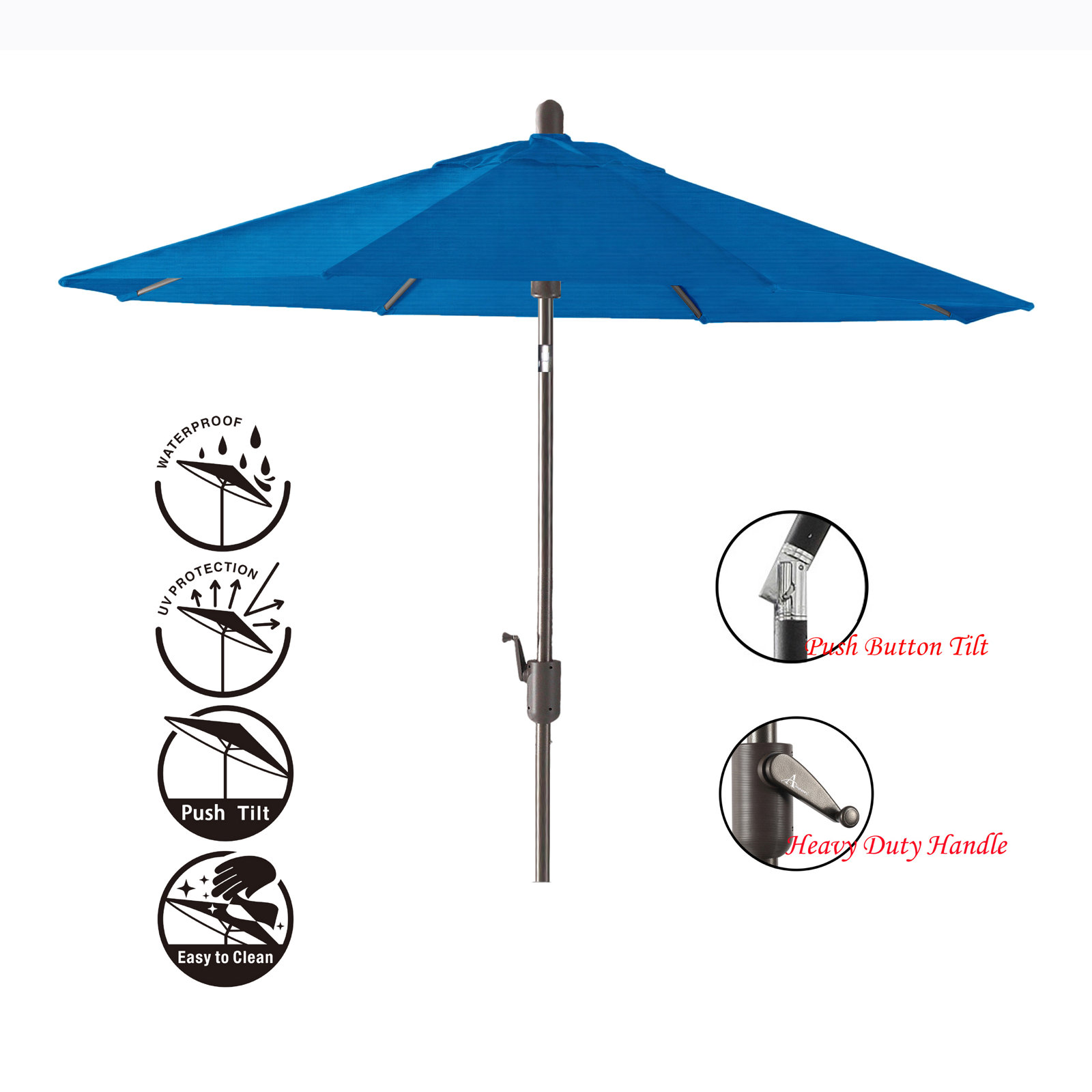Natalie 104'' Outdoor Polyester Umbrella, Antique Bronze, Pacific Blue