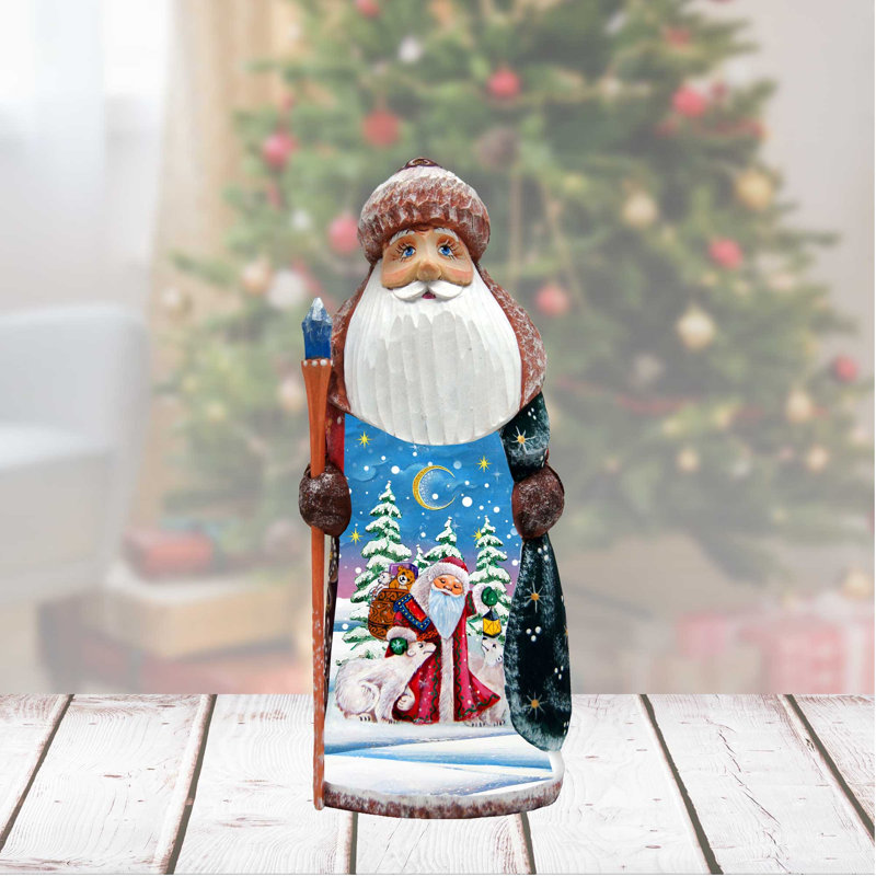 Figurine de père Noël sculptée à la main