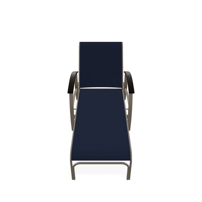 Askar Outdoor Rust-Resistant Metal Chaise Lounge, Navy 13D Sunbrella®, Gloss White, Kona P10