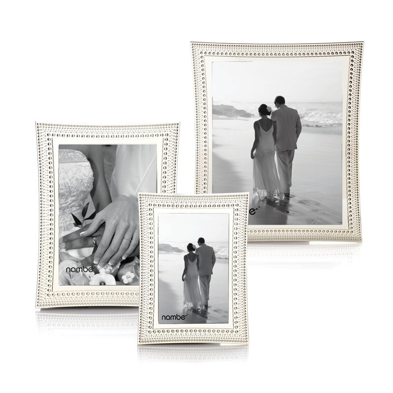 Elegant Silver Metal 8x10 Beaded Tabletop Picture Frame