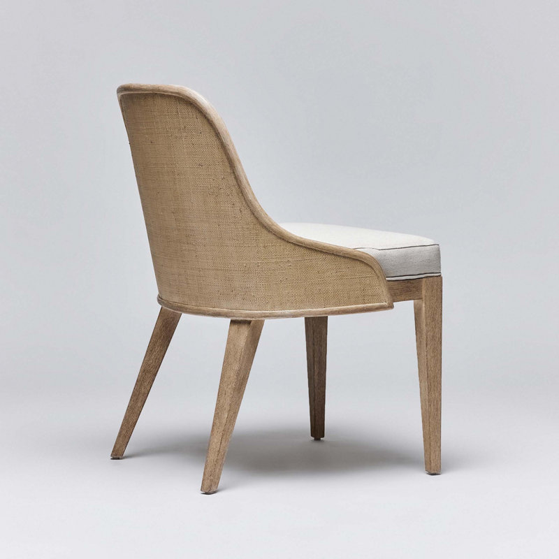 Siesta Upholstered Dining Chair, White Ceruse, White Flax Weave