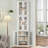 64'' Tall Corner Storage Cabinet with Doors & Shelves, White Bathroom Organizer, Kitchen Pantry, Living Room Display Cabinet, White Bookcase