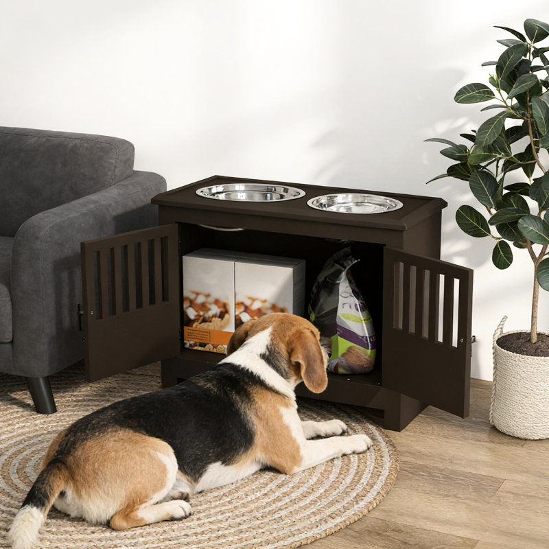 Station de rangement et d'alimentation pour chiens avec bols surélevés en acier inoxydable, pour les grands chiens de 23,5 po à 29,5 po de hauteur