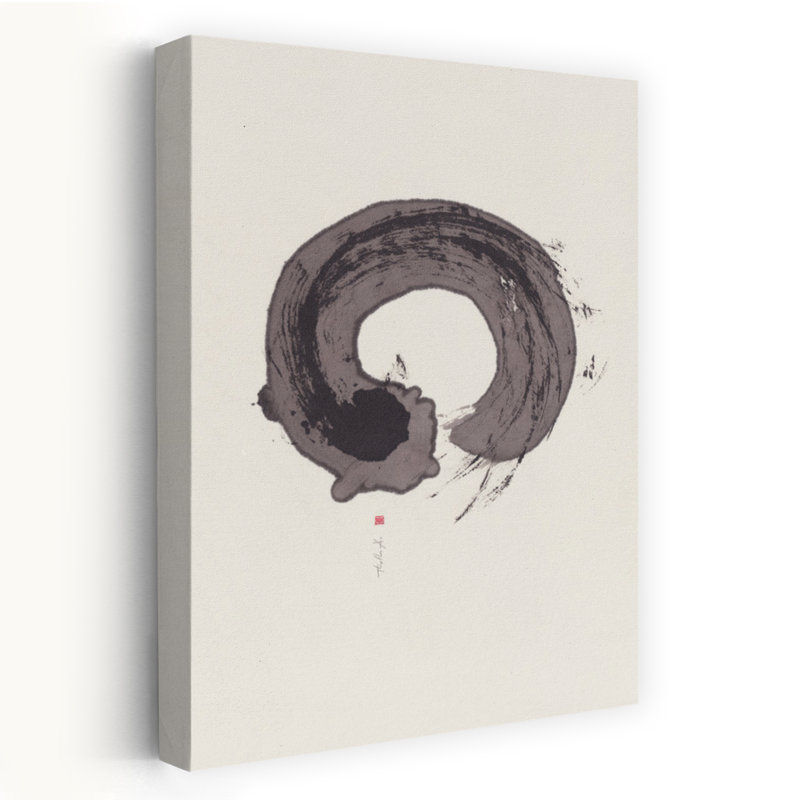 Zen Enso Circle Abstract Contemporary Wall Art Print by Thoth Adan - Wrapped Canvas Print, 45.72cm H x 30.48cm W