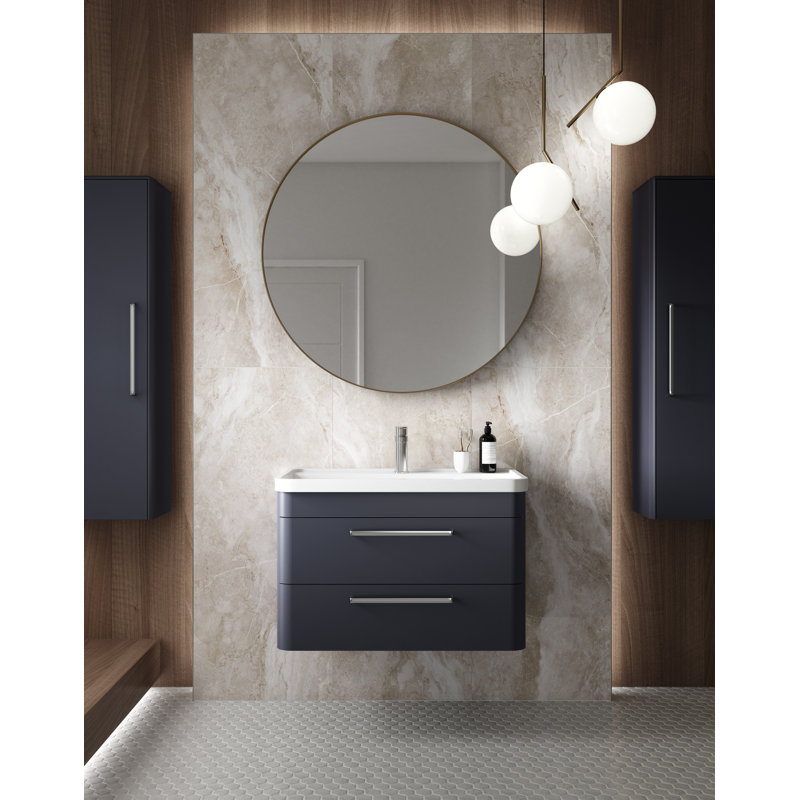 Solar 800mm Single Bathroom Vanity with Integrated Vitreous China Basin, Indigo Blue
