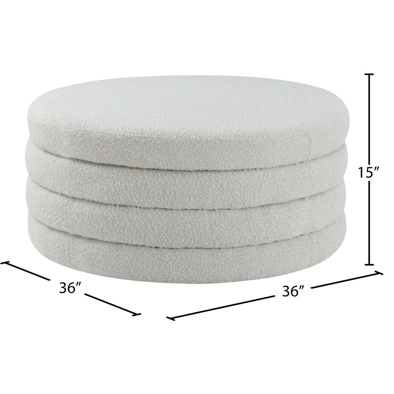 Amy-Claire Upholstered Ottoman, Cream Boucle Fabric