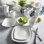 Service de table 40 pièces Gibson Home Everyday Square, porcelaine blanche