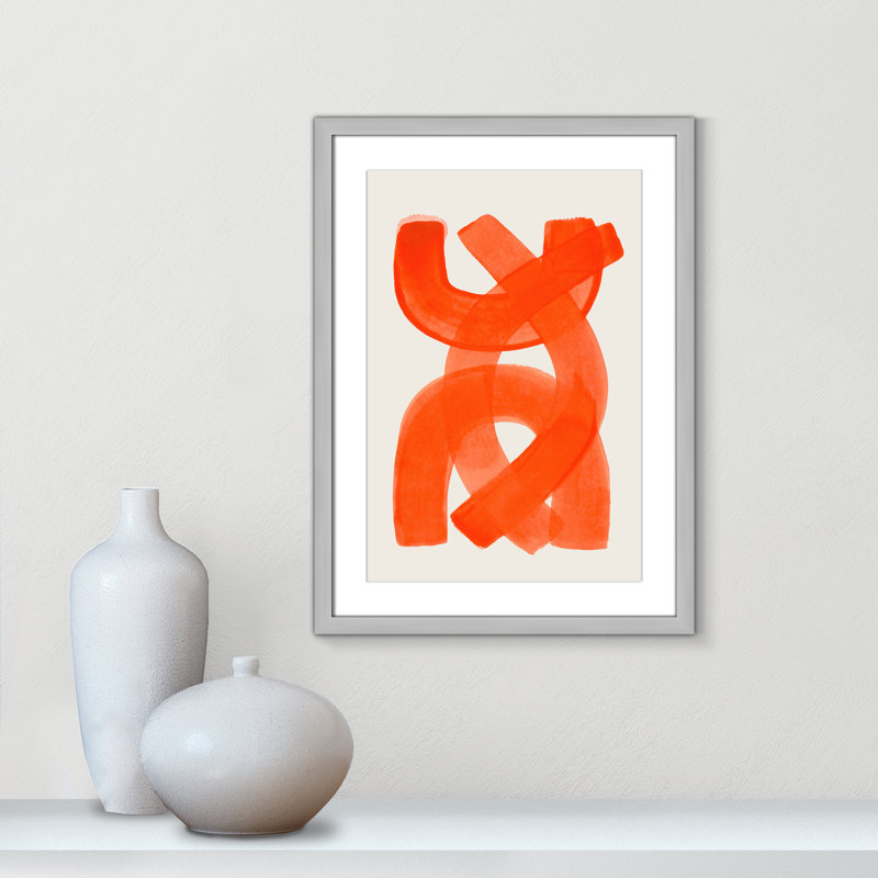 «Orange Strokes Print» par Haniff, Argent mat, L 17 po x H 23 po, Imprimé mat
