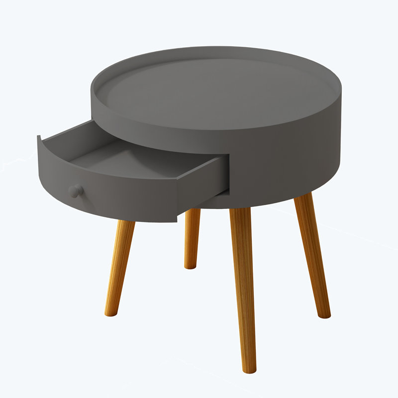 Nightstand With Storage Drawer Sofa Side Coffee Table For Bedroom, Living Room, Dark gray, Dark Gray