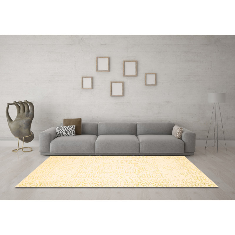 Tapis contemporains brun lavable à la machine 260, Rond 8 pi