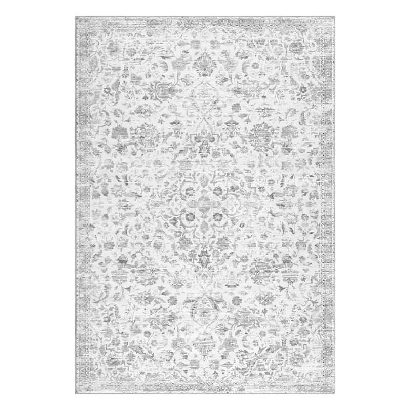 Vintage Floral Area Rug Boho Distressed Area Rugs for Living Room Machine Washable Bedroom Rugs Soft Low Pile Floor Cover Non Slip Non-Shedding Indoor Carpet