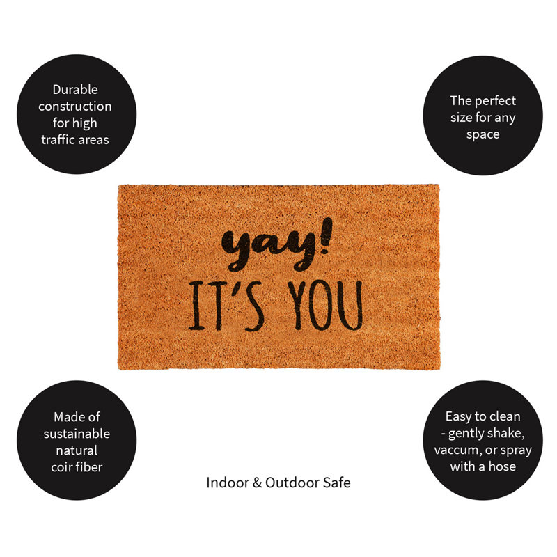 Tapis d'extérieur en fibre de coco 16 po x 28 po Yay It's You