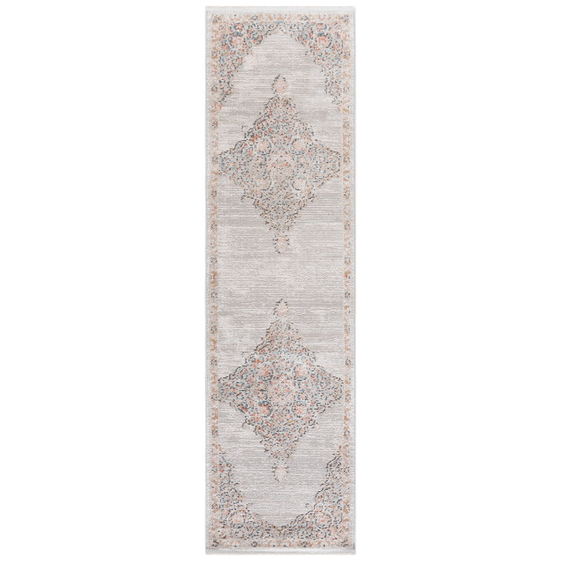 Tapis oriental gris / rose Sandtoft, Tapis de couloir 2 pi 2 po x 8 pi