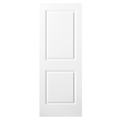 30"x80" Raised 2 Panel Square Top Slab Door White Primed Hollow Core Composite Interior Door Slab