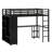 Metal Loft Bed Frame With Built-In Wardrobe, Desk And Storage Shelves-1997012849-1997012846