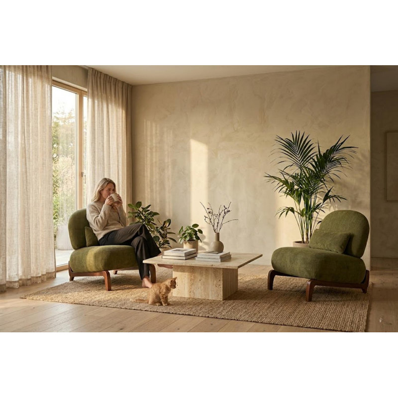 Méridienne Mid-Century moderne avec base traîneau, Blanc