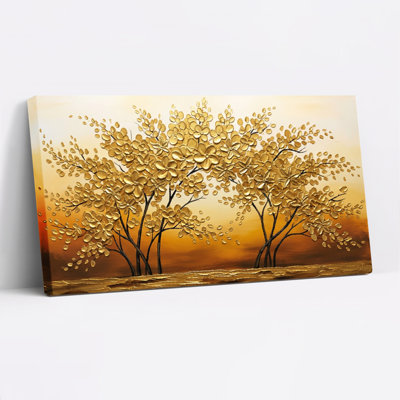 Ensemble de 1 tableau sur toile « Arbres dorés »