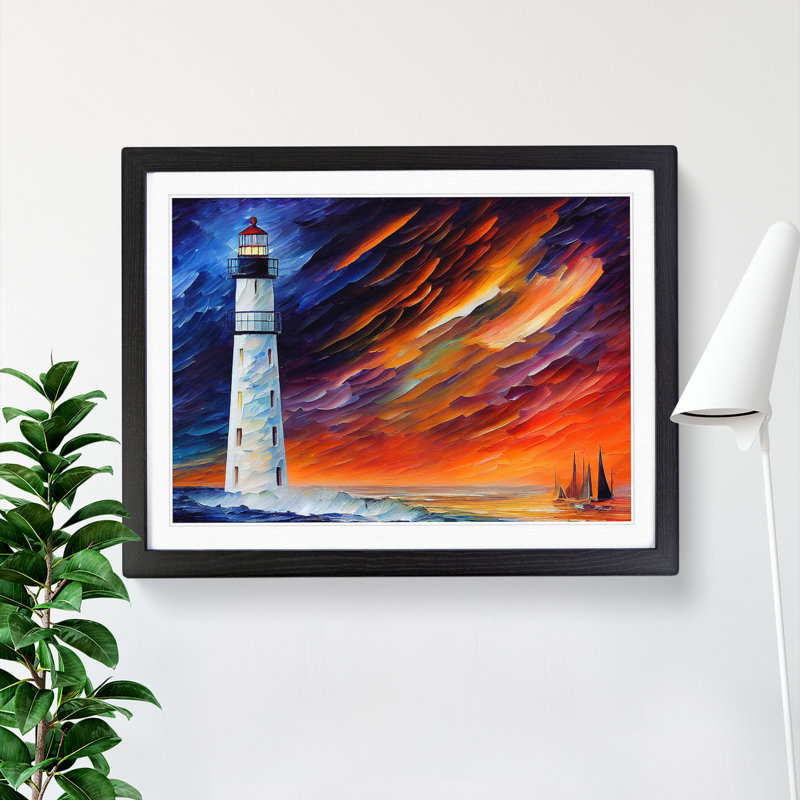 Lighthouse Vol.3 Abstract - Single Picture Frame Print, Black, 46cm H x 64cm W