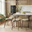 Tabouret de bar pivotant rembourré en mélange de coton avec dossier incurvé-1197744905