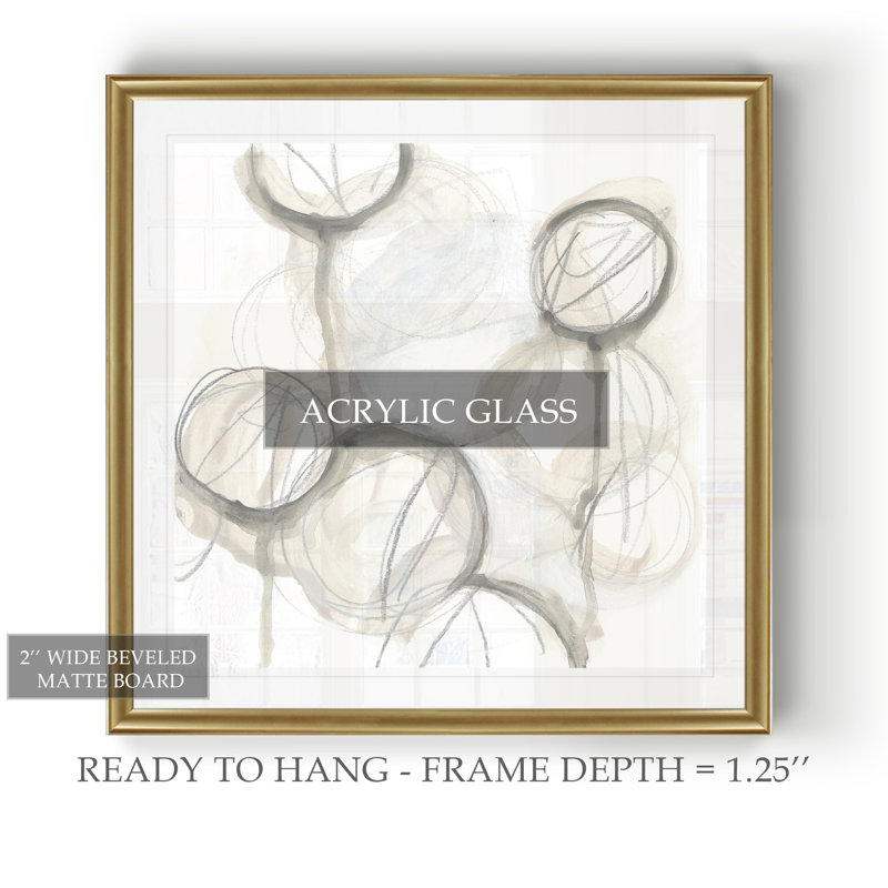 Neutral Lanterns II, peinture sur toile, Cadre doré, H 34,5 po x l 34,5 po x P 1,5 po