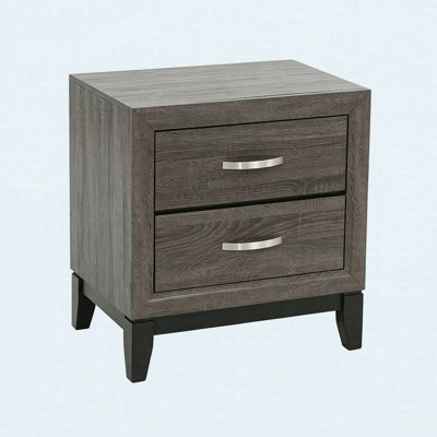 2 Drawer Nightstand Modern Bedside Table with Storage, Wood Grain Finish, Solid Wood Frame, Bedroom End Table, 24" Wide