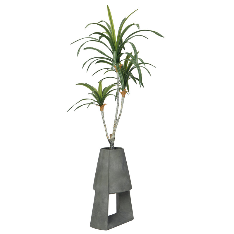 38" Real Touch Artificial Yucca Tree In Modern Planter - Cute Yucca Tree In A Grey Contemporary Pot