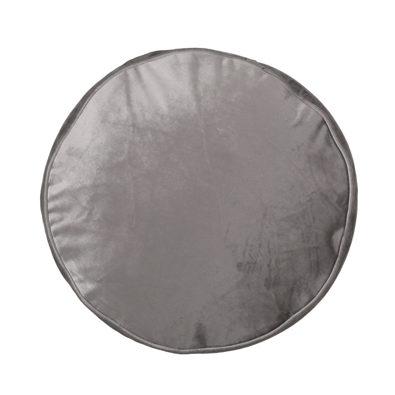 Velvet Pouf, Pewter Gray Velvet