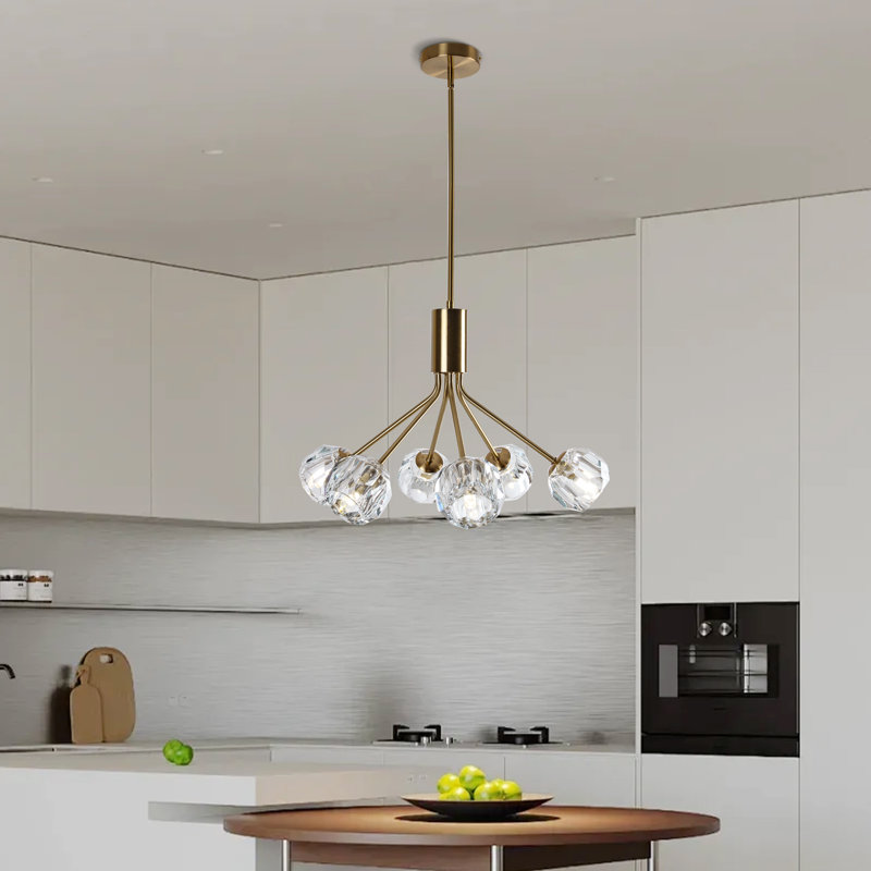 Luminaire suspendu 6 lumières en laiton brossé