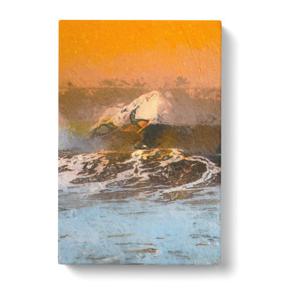 Surfing as the Sun Sets - Wrapped Canvas