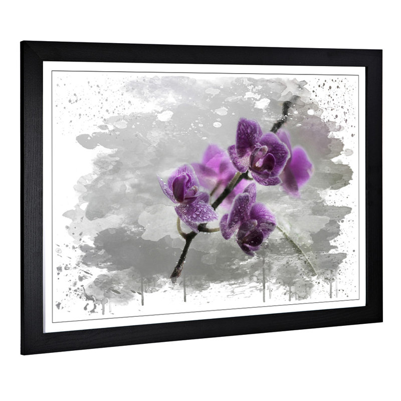 Flower Purple Orchid - Wall Art, 45cm H x 62cm W, Framed Picture