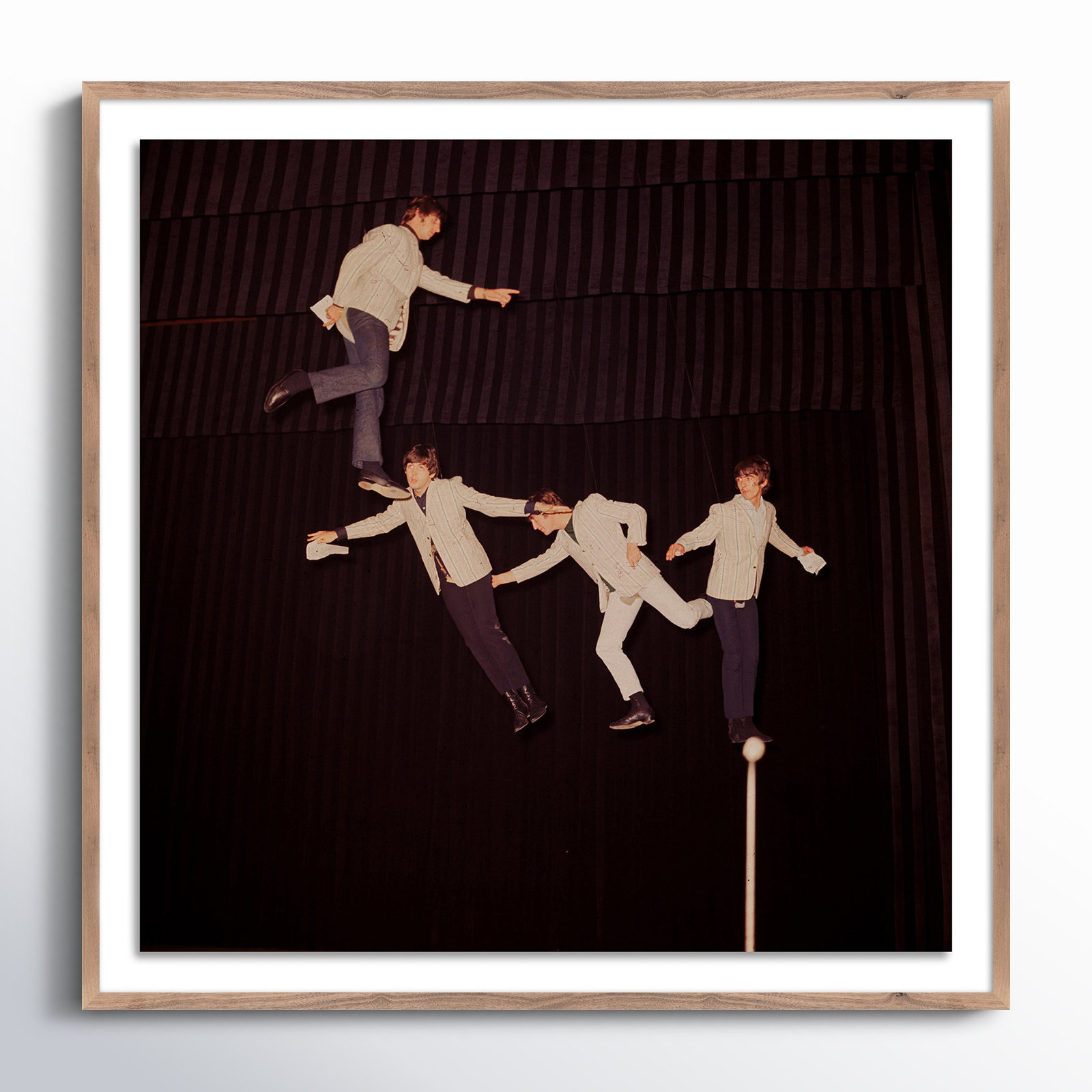 The Beatles Rehearse by Getty Images, Rustic Walnut Framed, 48" H x 48" W