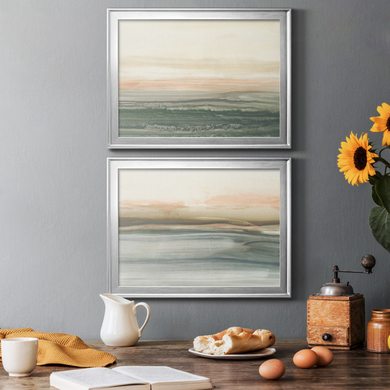 Atlantic Sunrise I - ensemble de 2 reproductions de cadres photo, Argent, H 30,5 po x l 45 po x P 1 po