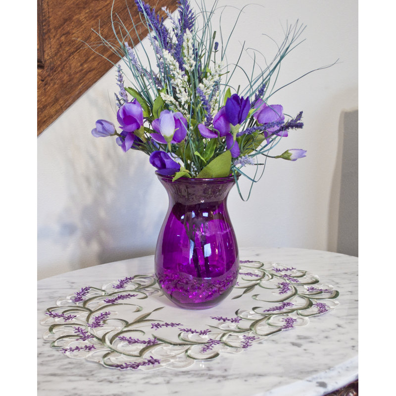 Sherika Lavender Lilac Doily, Placemat on Ivory (12" x 21")