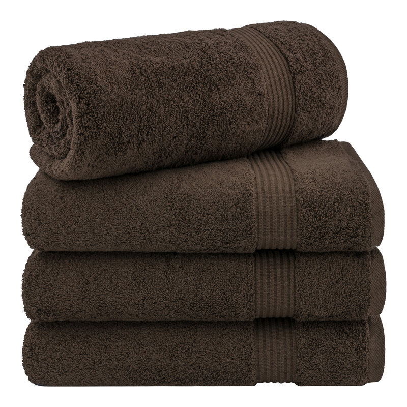 Ensemble de serviettes de bain 100% coton turque 4 pièces, serviettes de bain douces et absorbantes, Brun