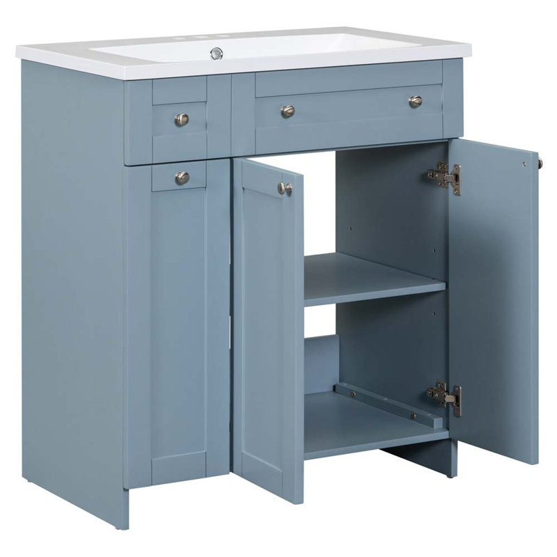 Meuble-lavabo simple 18 po avec lavabo, Bleu