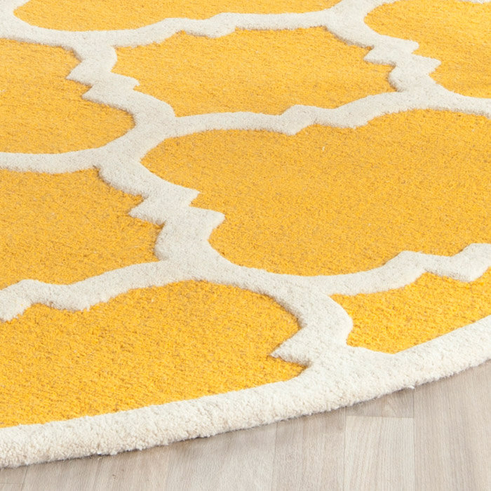 Cannen Hand Tufted Wool Geometric Rug, Round 4'