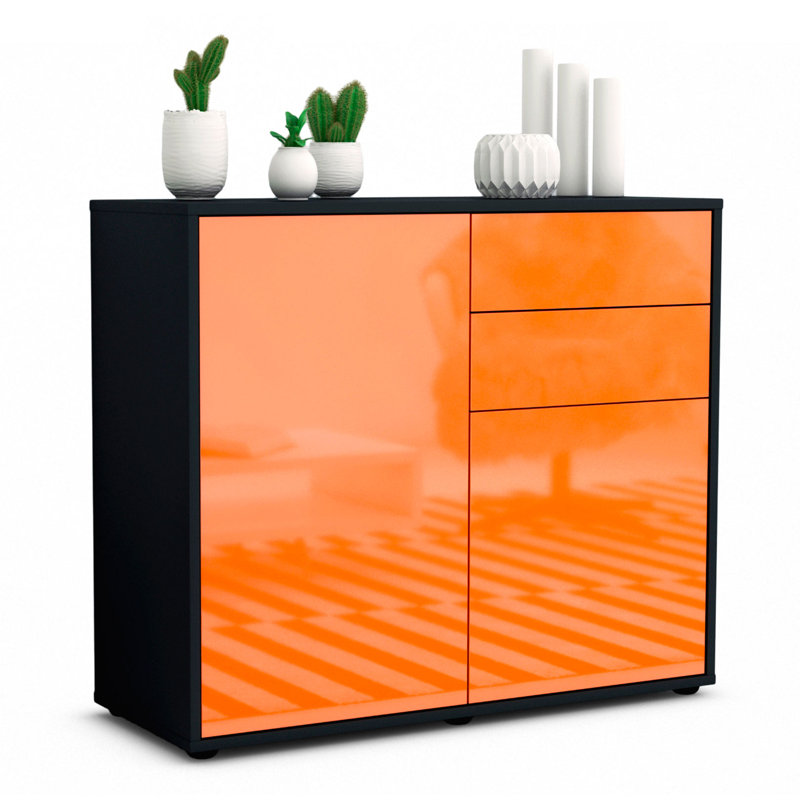 Princeton 92cm Sideboard, Anthracite/High-gloss orange