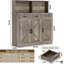 Meuble à micro-ondes à trois tiroirs et portes, meuble de cuisine moderne double face, support à micro-ondes à plusieurs portes, meuble de rangement spacieux pour une organisation efficace - Gris-1451253581