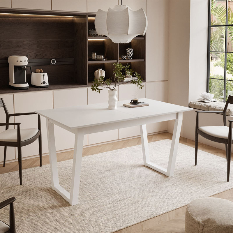 Extendable table ARTON II  140 cm,  "V" legs, White, White