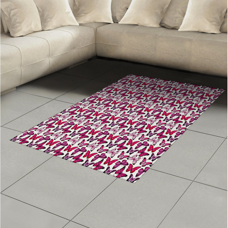 Butterfly High Density Long Fiber Poly Threads Decorative Area Rug Carpet, Rectangle 4' x 5'8"