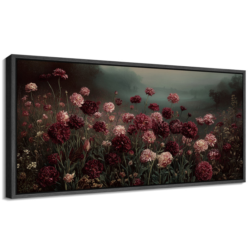 Impression sur toile encadrée très sombre Moody, Cadre flottant noir, H 30 po x l 60 po x P 1,5 po