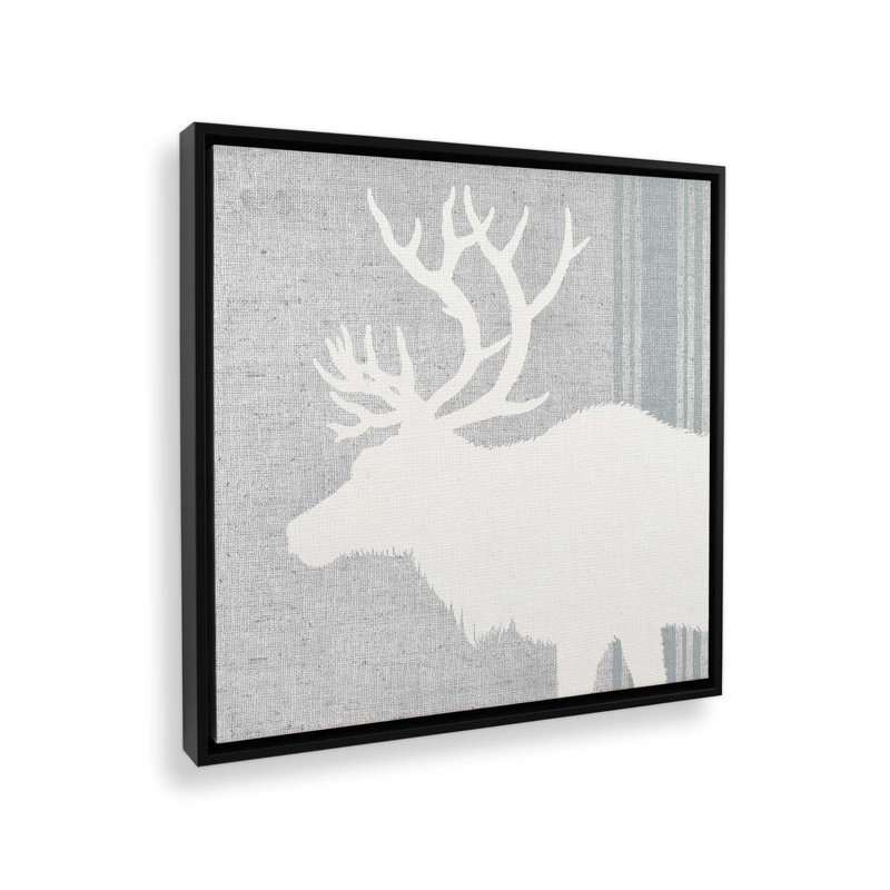 Antlered Silhouette II, reproduction sur toile dans un cadre, H 12,75 po x l 12,75 po, Noir satiné